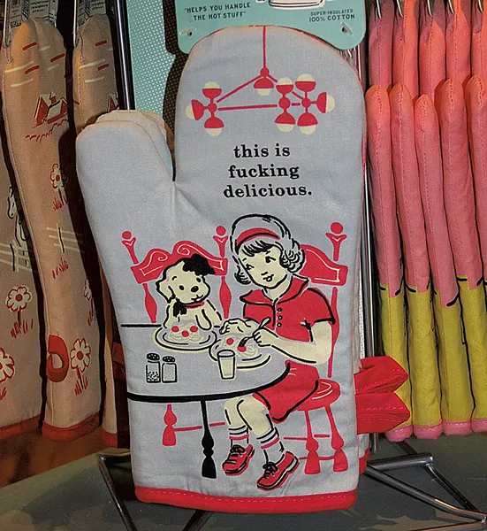 Sassy oven mitt at As the Crow Flies - SUZANNE PODHAIZER