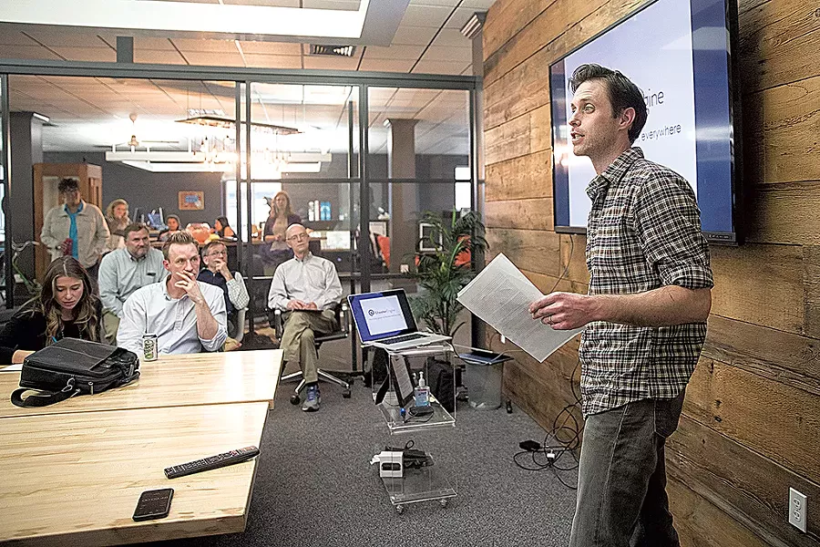 Dominic Spillane presenting his startup, TheaterEngine - JAMES BUCK