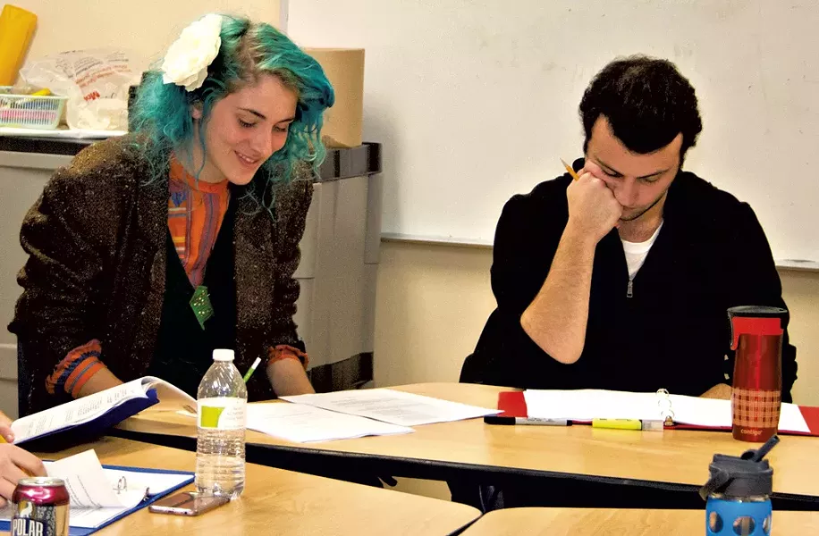 Emily Lopez (Rachel Saiger) and Timothy Lewis (Ben Zion Black) reading Of the Better Kind - DAVID PUNIA