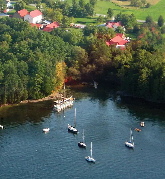 Aerial view of the Lake Champlain Maritime Museum shoreline - PHOTOS COURTESY OF LAKE CHAMPLAIN MARITIME MUSEUM