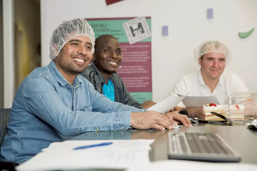 Left to right: Pawan Parajuli, Theogene Mahoro and Almedin Dedovic - OLIVER PARINI