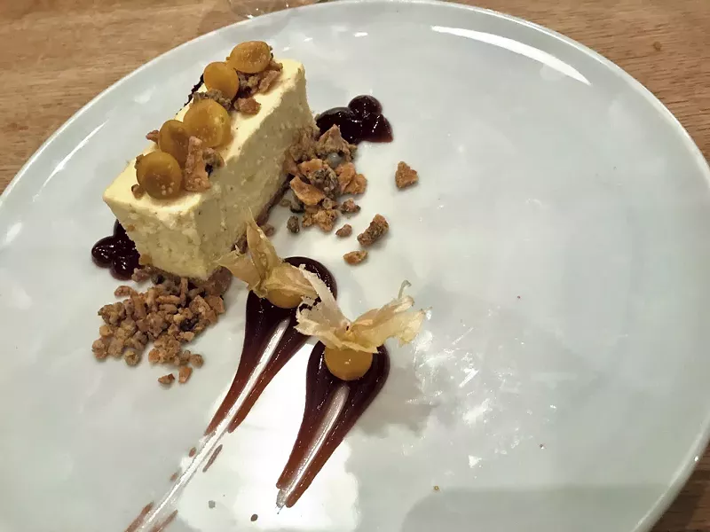 Cheesecake with ground cherries at Pastaga - SUZANNE PODHAIZER