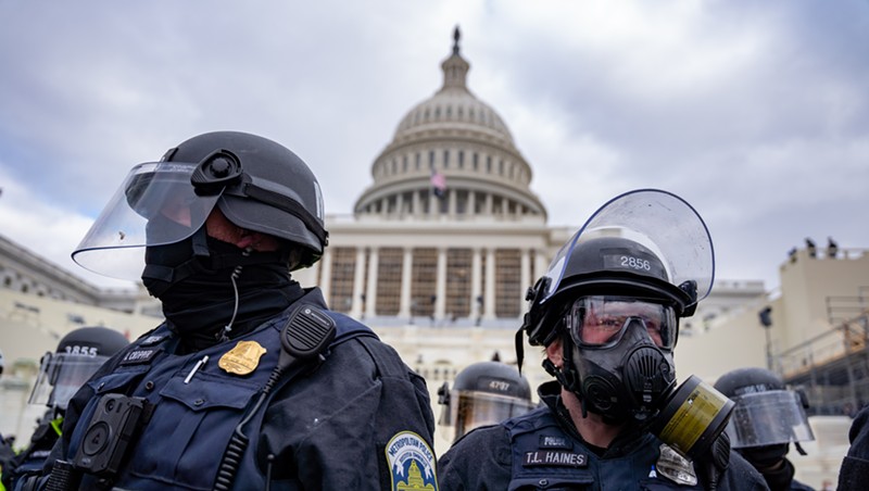 Police guarding the U.S. Capitol on January 6