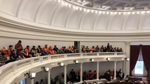 Gun rights proponents look on as Vermont House members debate gun legislation.