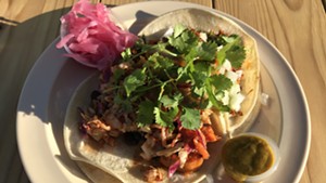 Yam and carnitas tacos at Mad Taco in Essex