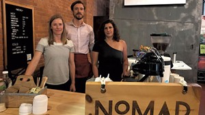 Left to right: Nomad Coffee owners Nicole Grinstead and Andrew Sepic with chef Suzanne Podhaizer