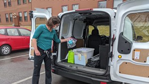 Anna Lisa Reynolds with the mobile testing van