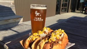 Coney Island hot dogs and beer at Zero Gravity