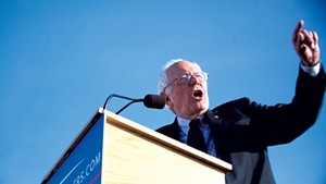 Bernie Sanders at his campaign kickoff in Burlington, VT