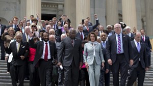 Congressman Peter Welch follows House leaders out of the U.S. Capitol Thursday after a 25-hour sit-in.