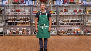 Adam Monette on the set of Food Network's "Holiday Baking Championship"