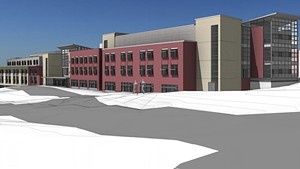 A rendering of a new Burlington High School and Technical Center