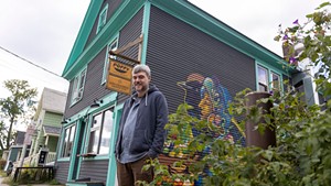Matt Cropp outside the Oak Street Co-op in Burlington, which houses local eateries Poppy and Caf&eacute; Mamajuana