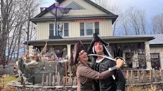 Annie & Eric Calacci outside their 'Halloween House'