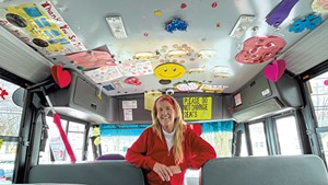 Jackie Terry inside her bus