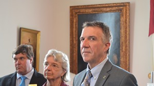Gov. Phil Scott addressed the status of budget negotiations during a bill-signing ceremony at the Statehouse Wednesday.