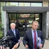 William Stenger, left, and his attorney, Brooks McArthur, speaking to the media on Friday William Stenger, left, and his attorney, Brooks McArthur, speaking to the media on Friday