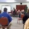 City officials presenting the budget proposal at the Winooski Senior Center last Thursday