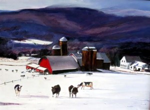 COURTESY OF THREE MOUNTAIN CAFÉ - "Billings Farm Cows" by Kitty O'Hara