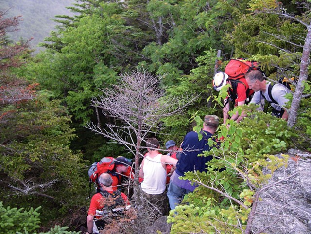 Waterbury Backcountry Rescue Team performs a rescue on Camel's Hump this summer