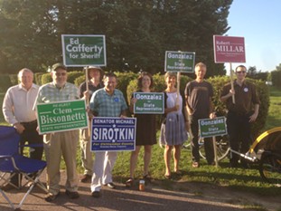 Winooski House candidates at the polls on Tuesday morning - CATHY RESMER