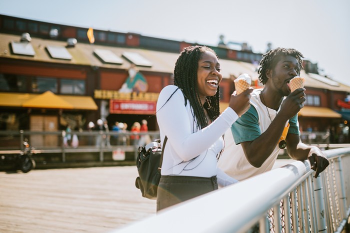 [Black] Couple Enjoying Ice Cream on Seattle Pier