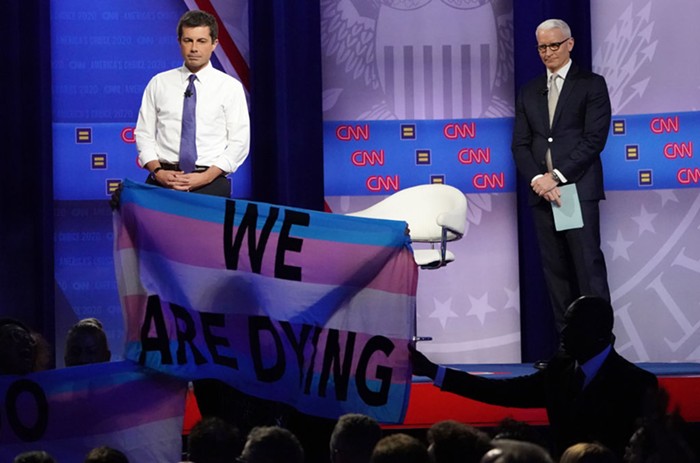 Protesters interrupting the one gay candidate at the CNN LGBTQ town hall. Protesters interrupting the one gay candidate at the CNN LGBTQ town hall.