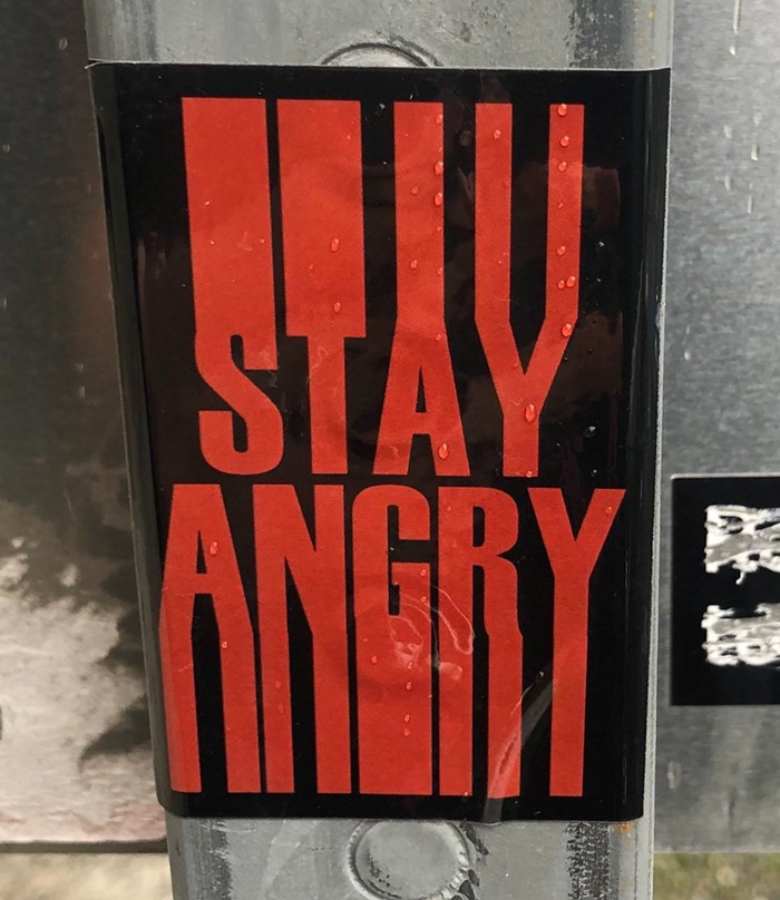 This sticker radiates anger. This sticker radiates anger.