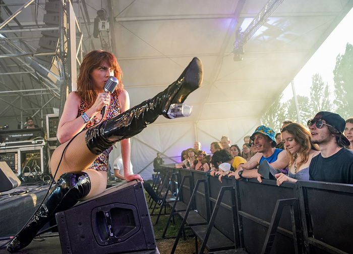 Molly Sides performing with Thunderpussy at a music festival. Obviously music festivals are one of the worst-hurt industries in this crisis.