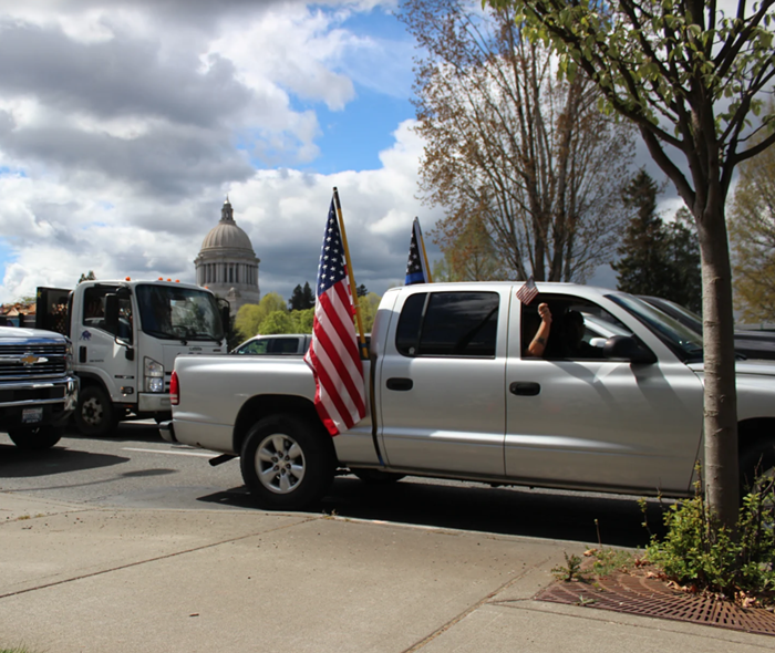 In addition to the protesters on foot, there were vehicles honking incessantly.