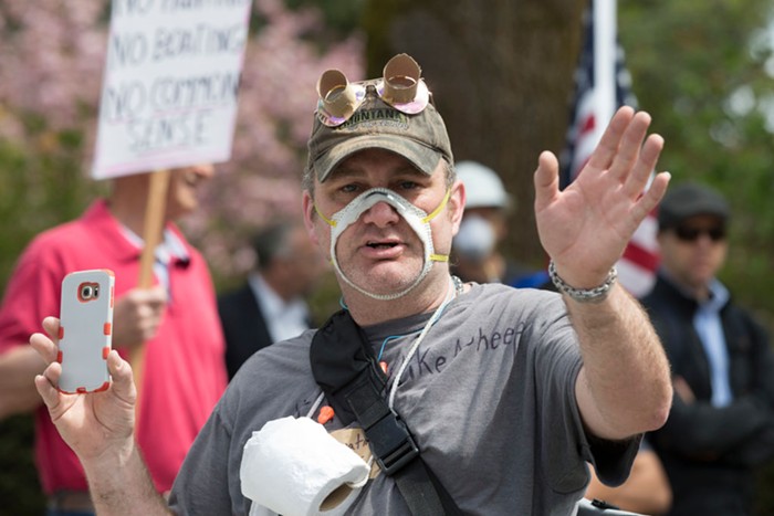 A protester at Sundays Hazardous Liberty! Defend the Constitution! rally in Olympia.