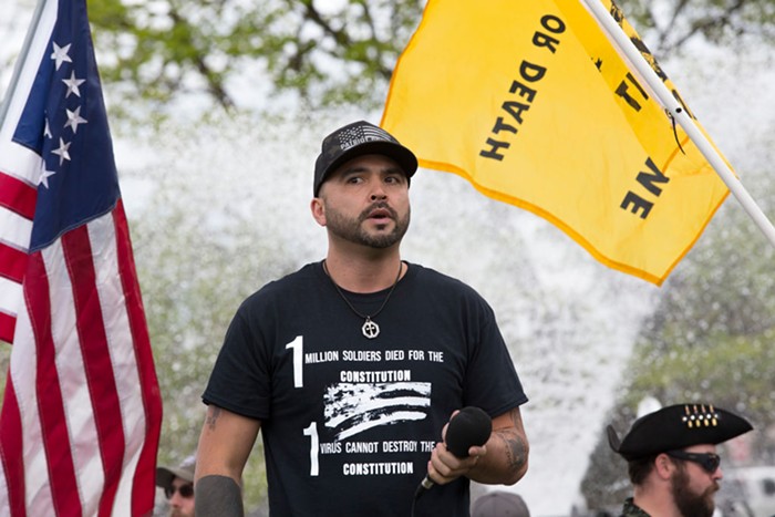 A protester at Sundays Defend the Constitution rally in Olympia.