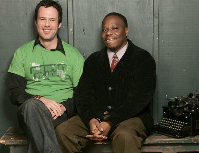 Director Rob Devor, screenwriter Charles Mudede, and a typewriter that surely did not figure into Police Beats creation at Sundance in 2005.