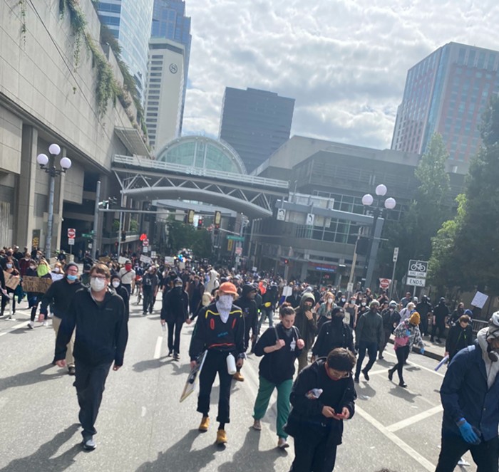 A crowd of around 100 turned into a crowd of over 1,000 marching for Black lives in a third day of protests.