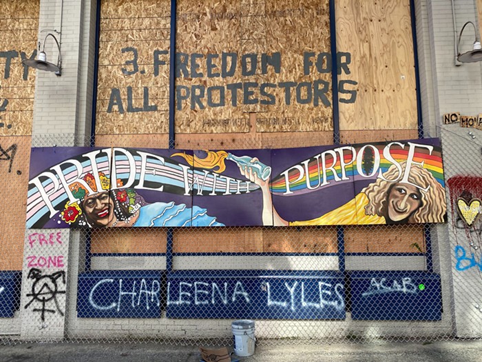 A new Pride mural outside the East Precinct. A new Pride mural outside the East Precinct.