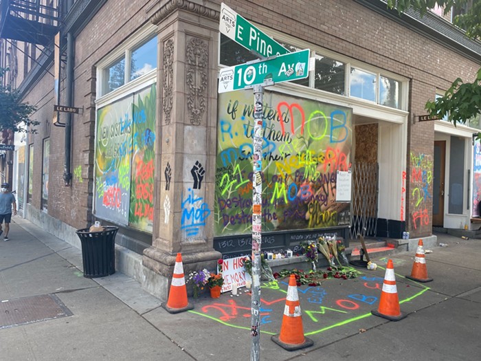 A memorial for Lorenzo Anderson, the 19-year-old who was killed at a shooting at the CHOP early Sunday morning.