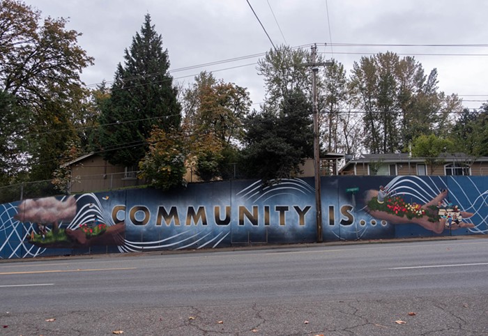 The completed mural where a man pulled a gun on three artists in late September.