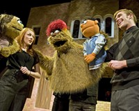 Don't expect any alphabet songs in Theatre VCU's production of "Avenue Q." From left: Kate Monster, operated by Maggie Horan; Trekkie Monster, played by Mahlon Raoufi; and Princeton, operated by Shane Moran.