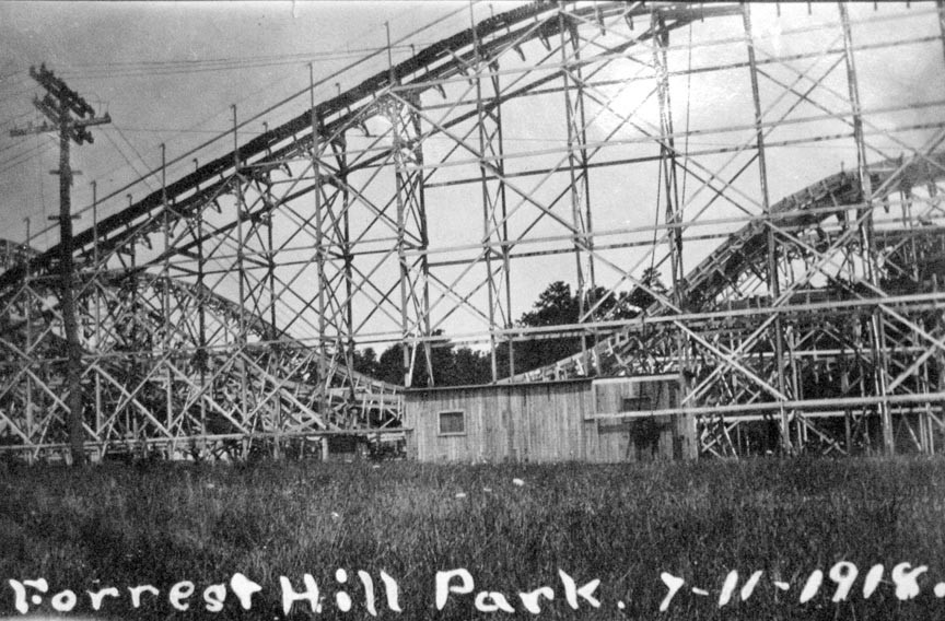 Forest Hill Park was initially built as an amusement park at the terminus of one of the streetcar lines. Stilson (obviously no speller), photographed the wooden roller coaster in July 1918. - COPYRIGHT RICHMOND IN SIGHT