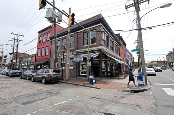 The owners of Caf&eacute; Gutenberg, one of Shockoe Bottom's most visible restaurants at 17th and Main streets, are seeking buyers. - SCOTT ELMQUIST
