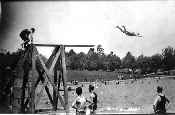 This picture of divers on the high board at Shields Lake in Byrd Park is one of many photos Stilson took periodically throughout the year at the popular park near his home on Grayland Avenue. The lake was closed to swimming in 1955. - COPYRIGHT RICHMOND IN SIGHT