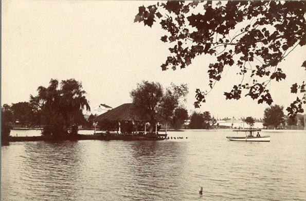 A casino is visible on the far left of this early 1900s photograph of Byrd Park. - THE VALENTINE