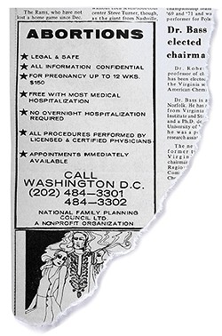 Richmond’s commonwealth’s attorney threatened then-editor Bill Royall with arrest after running this abortion ad in 1972.