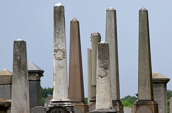 Egyptian-style obelisks in the Hebrew Cemetery at North Fourth and Hospital streets. - SCOTT ELMQUIST