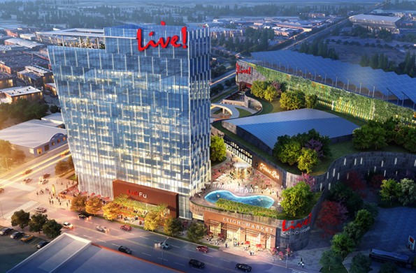 A rendering of Live! Casino, a 70,000-square-foot, multi-event space proposed for a 17-acre tract of land at the Movieland site at 1301 N. Arthur Ashe Blvd. - LIVE! CASINO & HOTEL RICHMOND