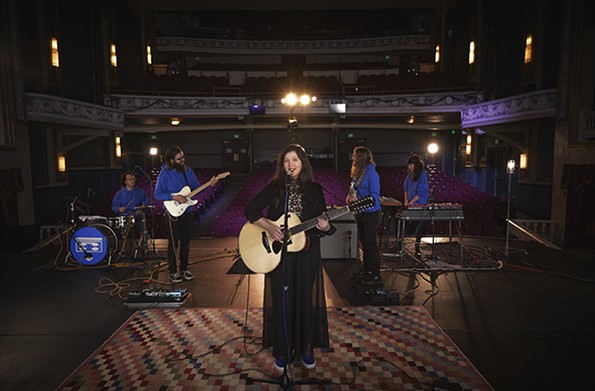 Onstage at the Virginia Repertory Theatre, Dacus and her band filmed a performance of “Hot & Heavy” for an April episode of “The Late Show with Stephen Colbert.” - JORDAN RODERICKS