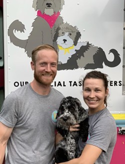 Chase and Kendall Appich memorialized their dog Kiwi on their truck logo.
