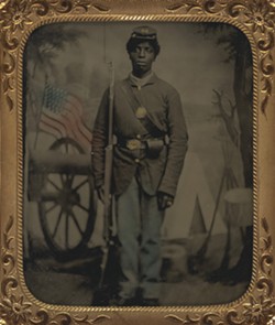 "Civil War Soldier" (detail), 1863–65, American, 19th century, tintype. From the collection of Dennis O. Williams. - COURTESY OF VMFA