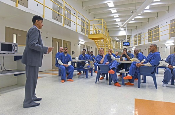 On her 10th day as sheriff, Antionette Irving meets with inmates on the sixth floor at the city jail. - SCOTT ELMQUIST