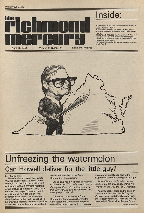 A prototype issue of The Richmond Mercury, Vol. 0 No. 0, April 11, 1972.
